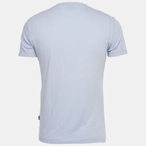 Just Cavalli Blue Printed Jersey Distressed V-Neck T-Shirt M